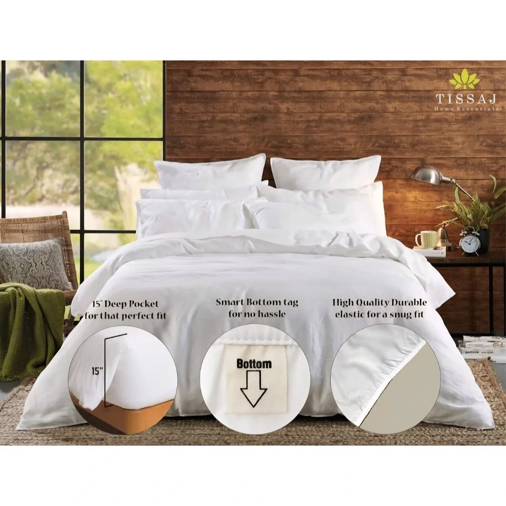 Tissaj Organic Cotton Sheets Twin Size, Smoke Gray Set Of 3